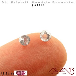 Şeffaf - 2,5x3,5 mm - Efektli Silver - Kristal Rondela Boncuk / 150 Adet