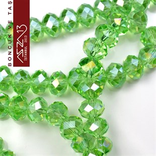 6x8 mm - Kristal - Efektli Yeşil - Rondela Boncuk / 70 Adet