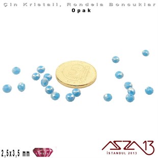 Opak - 2,5x3,5 mm - Gök Mavi - Kristal Rondela Boncuk / 150 Adet