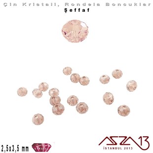 Şeffaf - 2,5x3,5 mm - İpek - Kristal Rondela Boncuk / 150 Adet