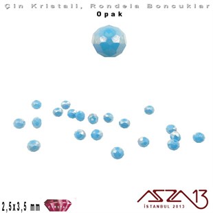 Opak - 2,5x3,5 mm - Gök Mavi - Kristal Rondela Boncuk / 150 Adet