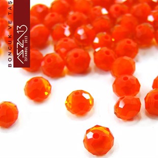 5x6 mm - Kristal - Yarı Opak Turuncu - Rondela Boncuk / 100 Adet
