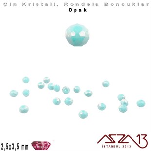 Opak - 2,5x3,5 mm - Buz Yeşil - Kristal Rondela Boncuk / 150 Adet