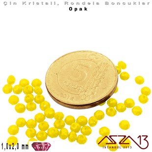 Opak - 1x2 mm - Sarı - Kristal Rondela Boncuk / 210 Adet