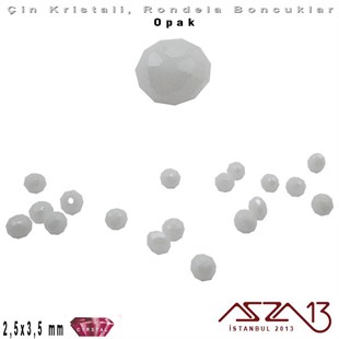 Opak - 2,5x3,5 mm - Süt Beyaz - Kristal Rondela Boncuk / 150 Adet