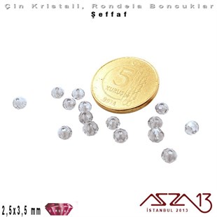 Şeffaf - 2,5x3,5 mm - Gri - Kristal Rondela Boncuk / 150 Adet