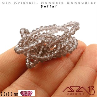 Şeffaf - 2x3 mm - İpek - Kristal Rondela Boncuk / 200 Adet