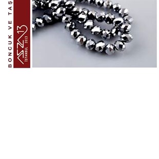 6x8 mm - Kristal - Metalik Gümüş Rondela Boncuk / 70 Adet