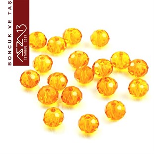 6x8 mm - Kristal - Efektli Amber - Rondela Boncuk / 70 Adet