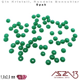 Opak - 1x2 mm - Koyu Yeşil - Kristal Rondela Boncuk / 210 Adet