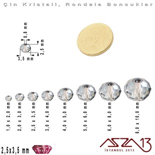 Şeffaf - 2,5x3,5 mm - Efektli Emerald - Kristal Rondela Boncuk / 150 Adet