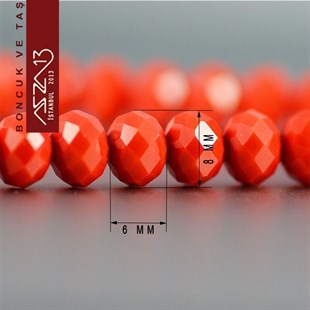 6x8 mm  -Kristal - Opak Turuncu - Rondela Boncuk / 70 Adet