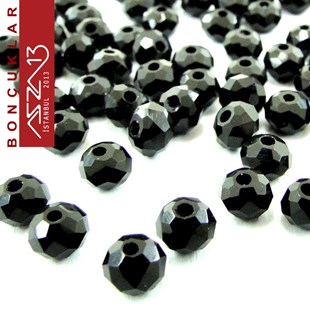 3x4 mm - Kristal - Jet (Siyah) - Rondela Boncuk / 145 Adet