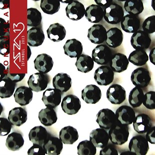 3x4 mm - Kristal - Jet (Siyah) - Rondela Boncuk / 145 Adet