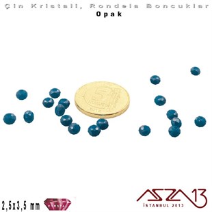 Opak - 2,5x3,5 mm - Göl Mavi - Kristal Rondela Boncuk / 150 Adet