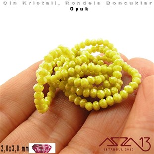 Opak - 2x3 mm - Sarı - Kristal Rondela Boncuk / 200 Adet