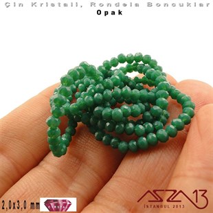 Opak - 2x3 mm - Camgöbeği - Kristal Rondela Boncuk / 200 Adet