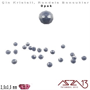 Opak - 2,5x3,5 mm - Koyu Gri - Kristal Rondela Boncuk / 150 Adet