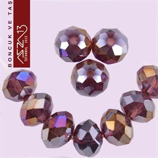 6x8 mm - Kristal - Efektli Açık Ametis (Amethyst) - Rondela Boncuk / 70 Adet