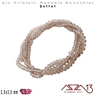 Şeffaf - 2x3 mm - İpek - Kristal Rondela Boncuk / 200 Adet