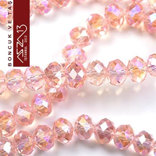6x8 mm - Kristal - Efektli Pembe - Rondela Boncuk / 70 Adet