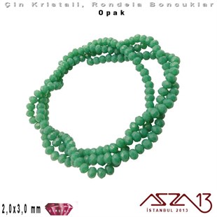 Opak - 2x3 mm - Camgöbeği - Kristal Rondela Boncuk / 200 Adet