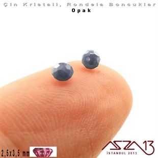 Opak - 2,5x3,5 mm - Koyu Gri - Kristal Rondela Boncuk / 150 Adet