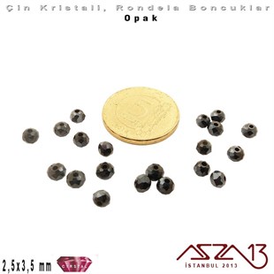 Opak - 2,5x3,5 mm - Antrasit - Kristal Rondela Boncuk / 150 Adet
