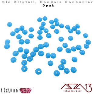 Opak - 1x2 mm - Mavi - Kristal Rondela Boncuk / 210 Adet