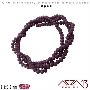 Opak - 2x3 mm - Amethyst - Kristal Rondela Boncuk / 200 Adet