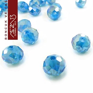 6x8 mm - Kristal - Efektli Mavi - Rondela Boncuk / 70 Adet