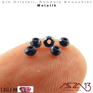 Opak - 1x2 mm - Gece Mavisi - Kristal Rondela Boncuk / 210 Adet