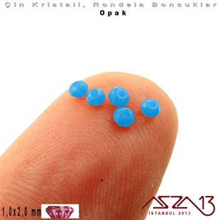Opak - 1x2 mm - Mavi - Kristal Rondela Boncuk / 210 Adet