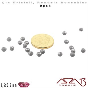 Opak - 2,5x3,5 mm - Açık Gri - Kristal Rondela Boncuk / 150 Adet
