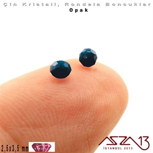 Opak - 2,5x3,5 mm - Petrol Mavi - Kristal Rondela Boncuk / 150 Adet