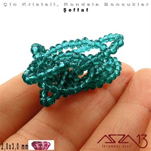 Şeffaf - 2x3 mm - Neft Açık Mavi - Kristal Rondela Boncuk / 200 Adet