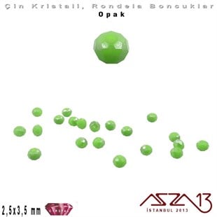 Opak - 2,5x3,5 mm - Çimen Yeşil - Kristal Rondela Boncuk / 150 Adet