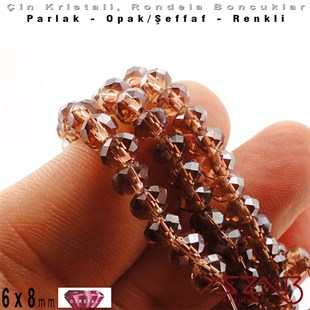 Kristal Rondela Boncuk - 5x6 mm - Efektli Ametis (Amethyst)  / 70 Adet