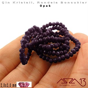 Opak - 2x3 mm - Amethyst - Kristal Rondela Boncuk / 200 Adet