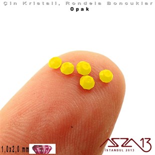 Opak - 1x2 mm - Sarı - Kristal Rondela Boncuk / 210 Adet