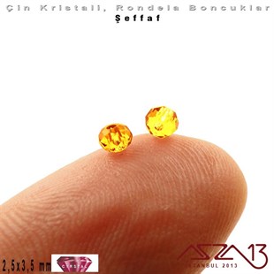 Şeffaf - 2,5x3,5 mm - Efektli Amber - Kristal Rondela Boncuk / 150 Adet