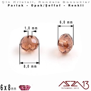 Kristal Rondela Boncuk - 5x6 mm - Efektli Ametis (Amethyst)  / 70 Adet