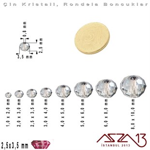 Opak - 2,5x3,5 mm - Buz Yeşil - Kristal Rondela Boncuk / 150 Adet