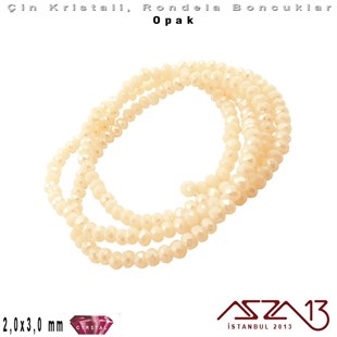 Opak - 2x3 mm - Sedefli Krem - Kristal Rondela Boncuk / 200 Adet