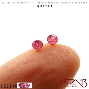 Şeffaf - 2,5x3,5 mm - Amethyst - Kristal Rondela Boncuk / 150 Adet
