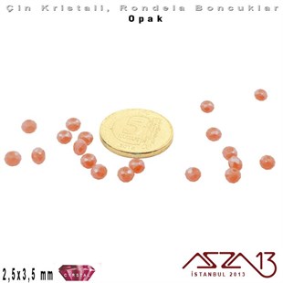 Opak - 2,5x3,5 mm - Amber - Kristal Rondela Boncuk / 150 Adet