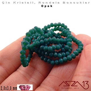 Opak - 2x3 mm - Turkuaz Mavi - Kristal Rondela Boncuk / 200 Adet