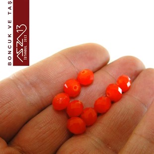 6x8 mm  -Kristal - Opak Turuncu - Rondela Boncuk / 70 Adet