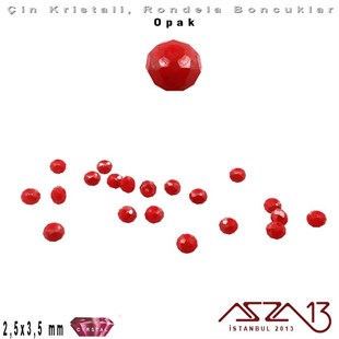Opak - 2,5x3,5 mm - Kırmızı - Kristal Rondela Boncuk / 150 Adet