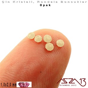 Opak - 1x2 mm - Krem - Kristal Rondela Boncuk / 210 Adet